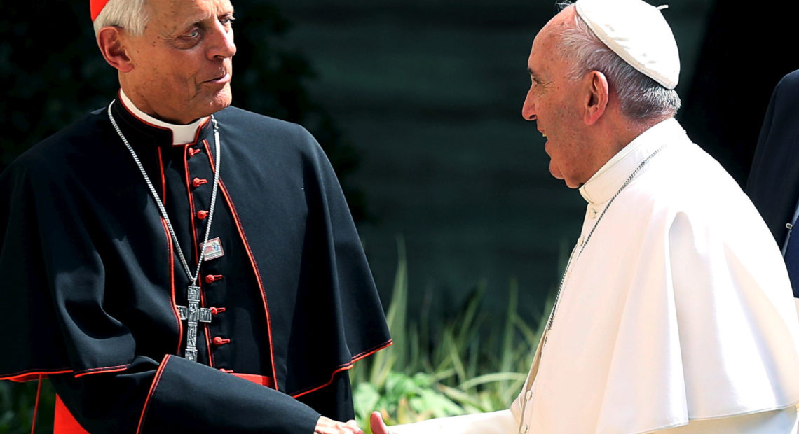 Pope Francis has accepted the resignation of the archbishop of Washington, Cardinal Donald Wuerl. The two met in 2015 during the pope's visit to Washington, D.C. CREDIT: Gary Cameron/Reuters