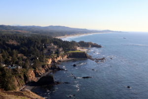 Otter Rock, offshore at upper right, is where one of the last wild Oregon sea otters was killed by a hunter more than a century ago. CREDIT: TOM BANSE