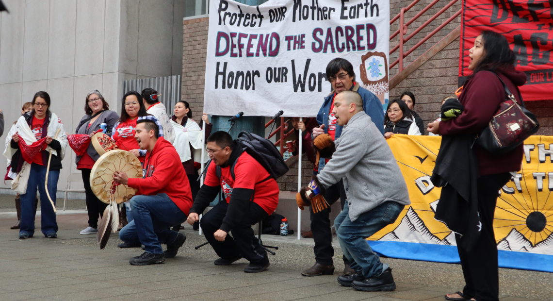 More than a hundred people gathered in Anchorage for a rally to bring attention to violence against native women in October.