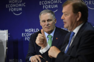 Gov. Jay Inslee traveled to Davos, Switzerland for the World Economic Forum early this year. CREDIT FLICKR/WORLD ECONOMIC FORUM (CC BY-NC-SA 2.0)/HTTPS://BIT.LY/2DL11IQ