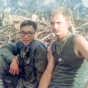 Kay Lee and John Nordeen, pictured in 1967 during the Vietnam War, met when they served in the same Army platoon. They lost touch after the war, but reconnected in 2015. Courtesy of John Nordeen