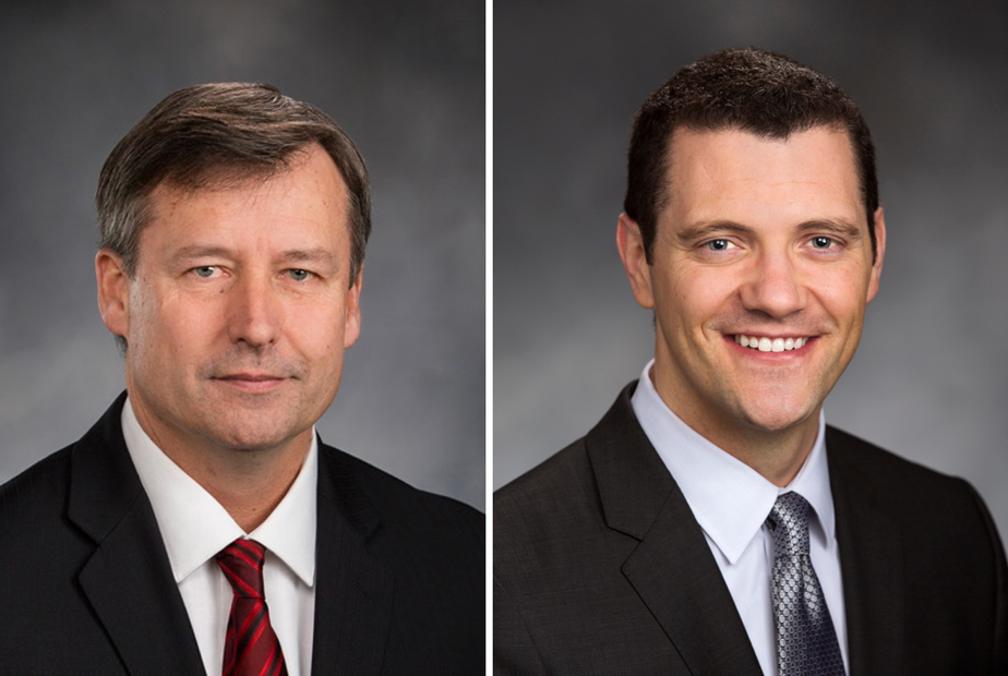 Washington state legislators Rep. Matt Manweller (R-Cle Elum), left, and Sen. Joe Fain (R-Auburn).