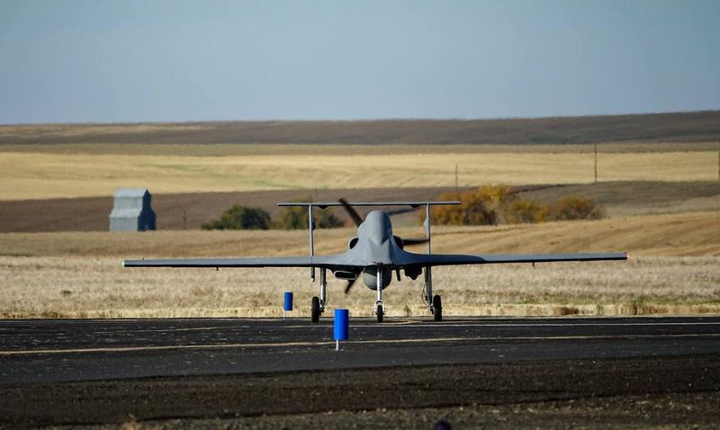 The latest variant of the Cubic Ares unmanned reconnaissance drone during flight testing at Pendleton on October 28. CREDIT: CUBIC CORP.