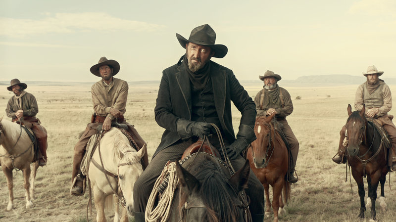 Ralph Ineson plays "the man in black" in "Near Algodones," the second segment of the Western anthology The Ballad of Buster Scruggs. Beginning Nov. 16, the film will play in theaters for a week before it becomes available for streaming on Netflix. CREDIT: Netflix
