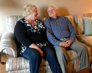 Carol and Lloyd Bates in Denver, Colo. "I understood very well the dangers of having a gun in the house and what it could lead to," says Lloyd. So, after his dementia diagnosis, they locked away his Colt .45-caliber revolver. CREDIT: MELISSA BLOCK