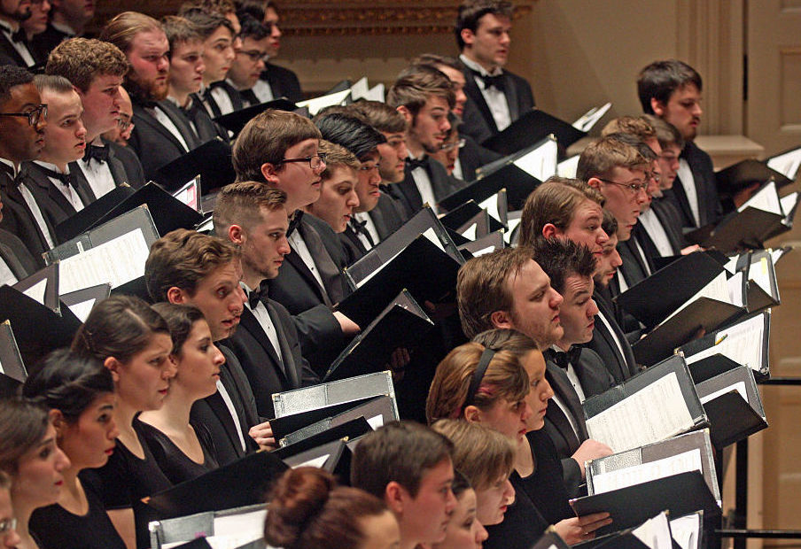 Students of the Westminster Choir College perform with the Vienna Philharmonic at New York's Carnegie Hall in 2015. Hiroyuki Ito/Getty Images