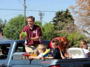 Major Brent Taylor of the Utah National Guard was killed in Afghanistan on Saturday. He was also the mayor of North Ogden, Utah. Taylor is seen here with his family in a July 4 parade in 2014. CREDIT: UTAH NATIONAL GUARD