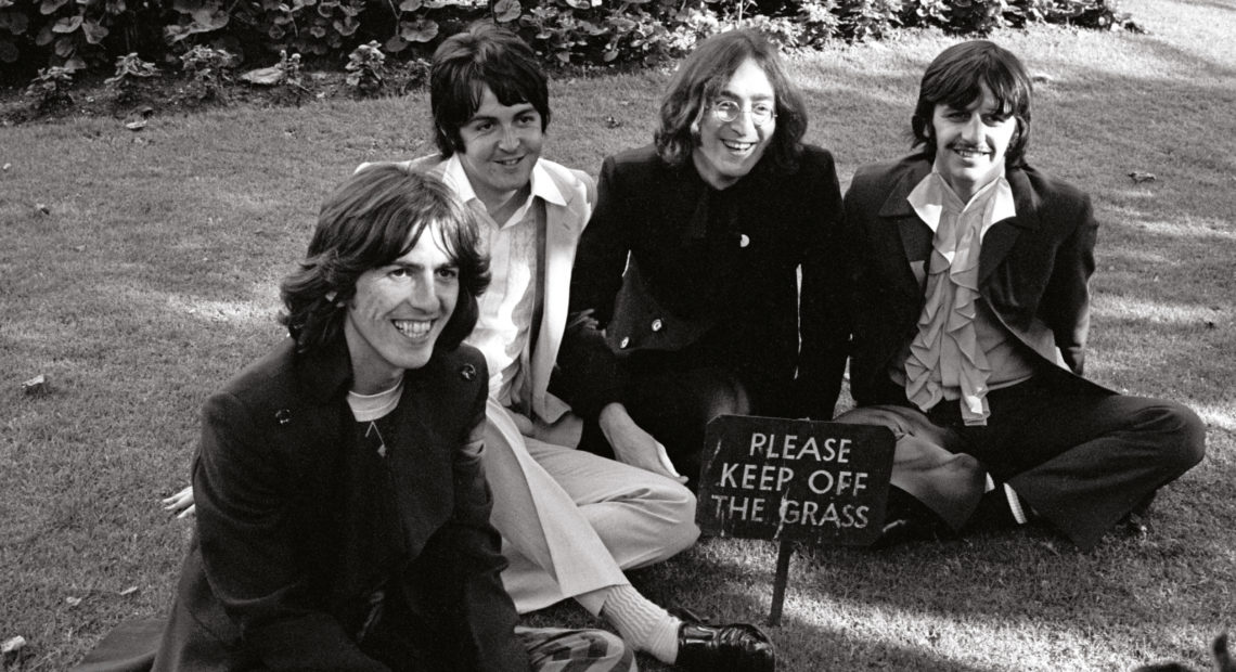 The Beatles at St. Pancras Old Church in London on July 28, 1968. CREDIT: Apple Corps Ltd.