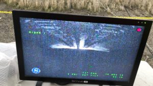 A monitor screen near Tunnel 2 at Hanford shows the grout being poured into the structure underground in real time. CREDIT: ANNA KING