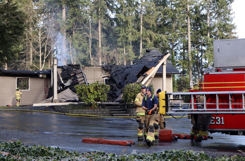 A highly suspicious early morning fire on Dec. 7, 2018 destroyed the Kingdom Hall of Jehovah's Witnesses in Lacey, Washington. TOM BANSE / NW NEWS NETWORK