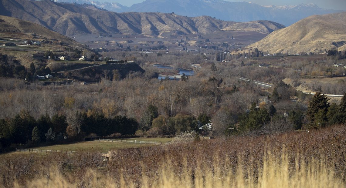 Orchards are shown in the foreground of the Wenatchee Valley on Monday, November 19, 2018, in Wenatchee. KUOW Photo/Megan Farmer CREDIT: KUOW PHOTO/MEGAN FARMER