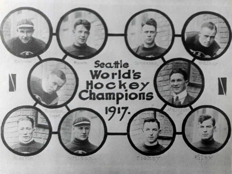Take a gander at history. Here's the roster of 1917's Stanley Cup-winning Seattle Metropolitans. CREDIT: B. BENNETT/GETTY IMAGES