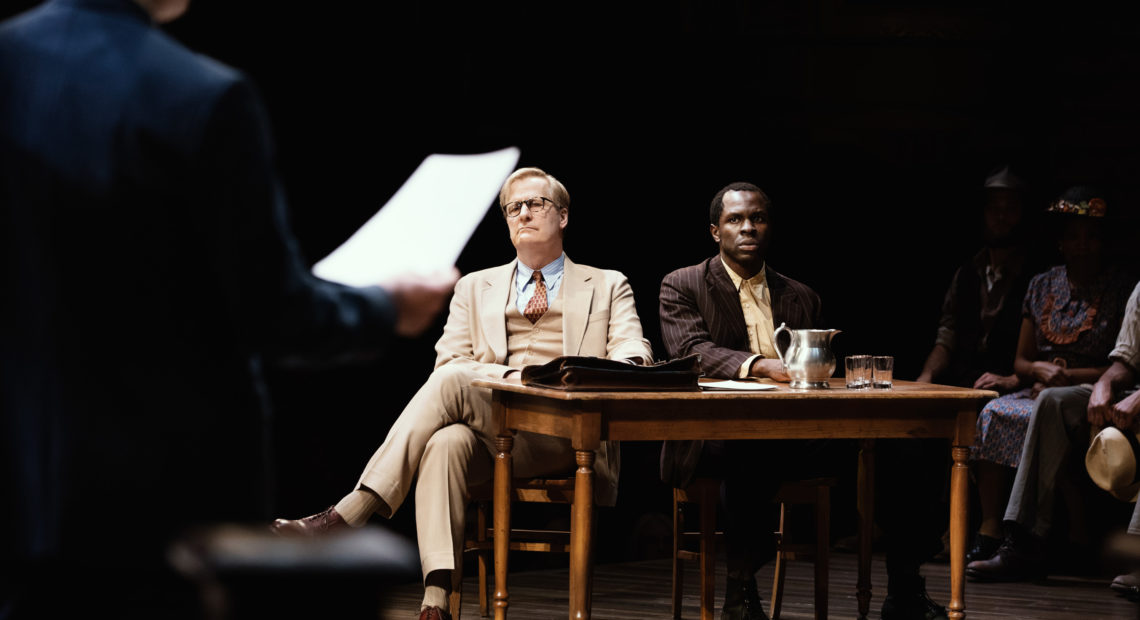 The new Broadway adaptation of To Kill a Mockingbird features Jeff Daniels as Atticus Finch and Gbenga Akinnagbe as Tom Robinson. CREDIT: Julieta Cervantes