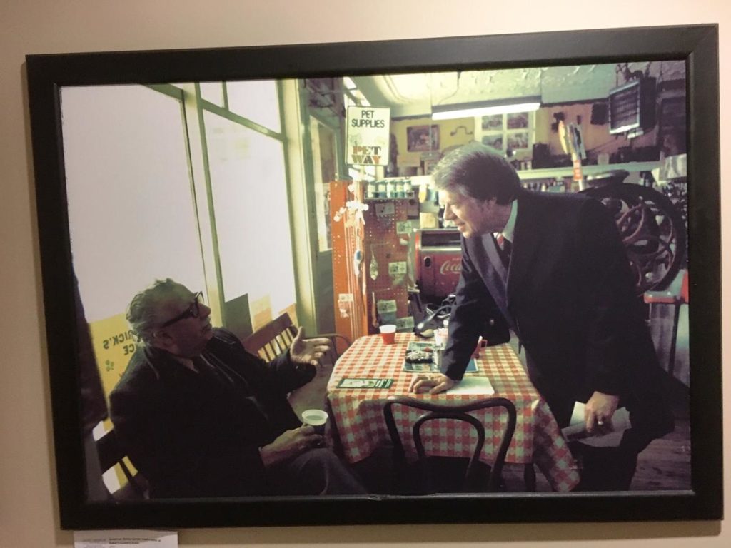 This photo in the hallway of the New Hampshire Institute of Politics shows Jimmy Carter campaigning in 1975. It prompted Gov. Jay Inslee to note that unknown governors have become president in the past. CREDIT AUSTIN JENKINS/N3