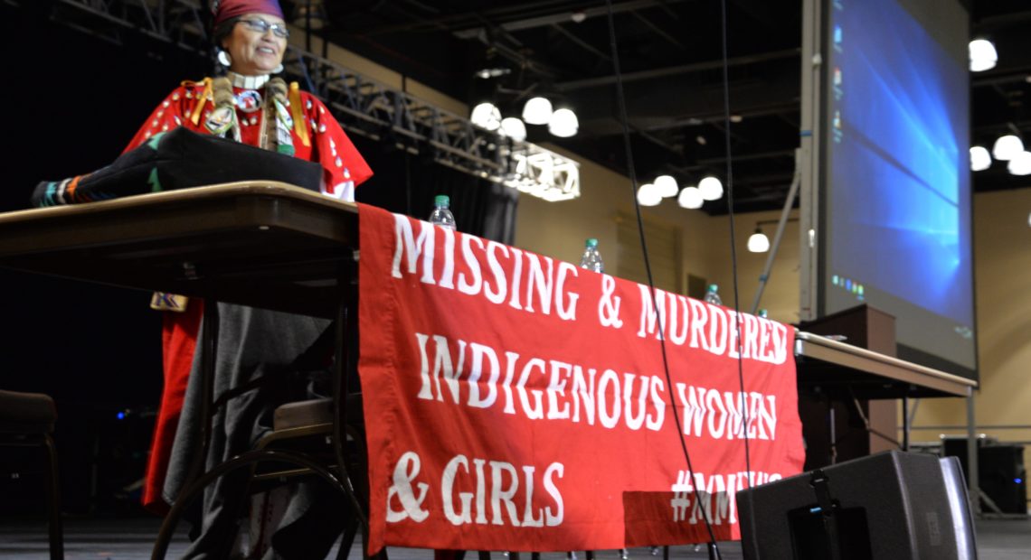 Charlene Tillequots is a member of the Yakama Nation’s Missing and Murdered Indigenous Women’s Special Committee. Tillequots spoke at the meeting Jan. 14 meeting in Toppenish, saying, “We don’t need another study. We need action to address a human rights issue.” CREDIT: Esmy Jimenez/NWPB