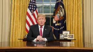 President Donald Trump addressed the nation from the Oval Office Jan. 8, 2019. CREDIT: Carlos Barria-Pool/Getty Images