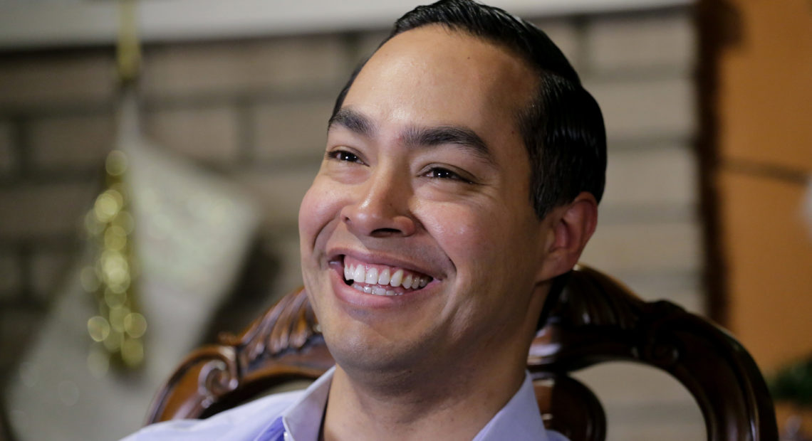 Democrat Julián Castro talks about exploring the possibility of running for president in 2020, at his home in San Antonio in December 2018. CREDIT: Eric Gay/AP