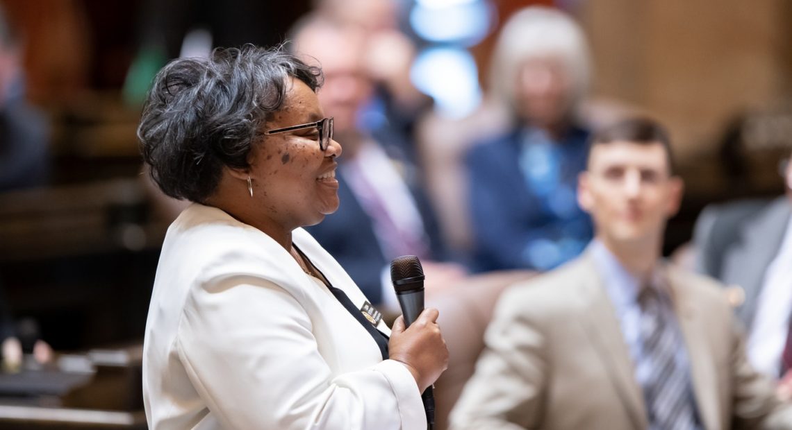 Democratic Representative Debra Entenman of Kent speaks in the House of Representatives to honor Reverend Dr. Martin Luther King Jr. on January 21, 2019. CREDIT: WASHINGTON STATE HOUSE DEMOCRATS »