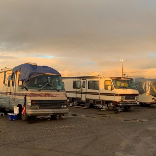 After the November 2018 Camp Fire, thousands of people whose homes were destroyed were forced to seek refuge in nearby Chico, Calif. Some 700 people, some in their RVs, are still living at a Red Cross shelter at the Chico fairgrounds. The shelter is expected to close at the end of January. Kirk Siegler/NPR