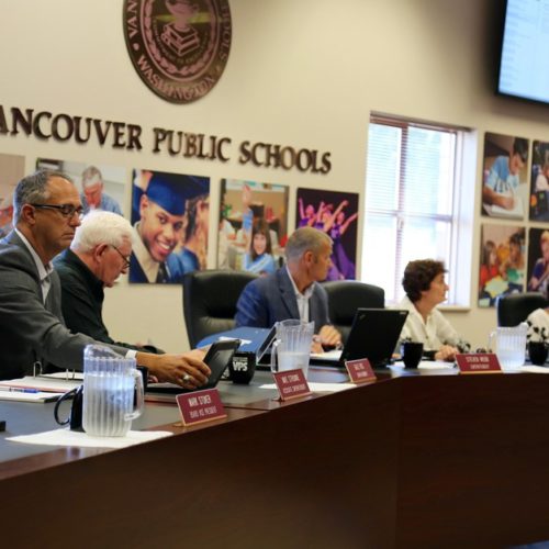 Members of the Vancouver Public Schools board of directors Tuesday, Jan. 8, 2019. CREDIT: MOLLY SOLOMON/OPB