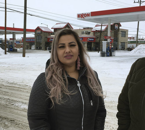 Martha Hernandez (left) and Ana Suda say they were interrupted and detained because they spoke Spanish while shopping at a convenience store in Havre, Mont. They've now filed a lawsuit. CREDIT: Brooke Swaney/ACLU of Montana via AP