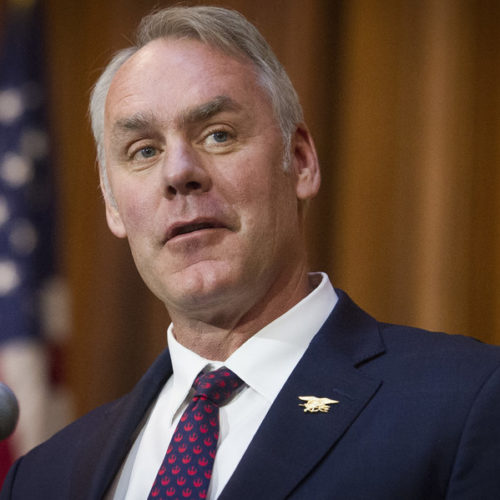 Former Interior Secretary Ryan Zinke left the Trump administration amid unresolved ethics investigations. His department has been inundated by Freedom of Information requests and is now proposing a new rule which critics charge could limit transparency. CREDIT: Cliff Owen/AP