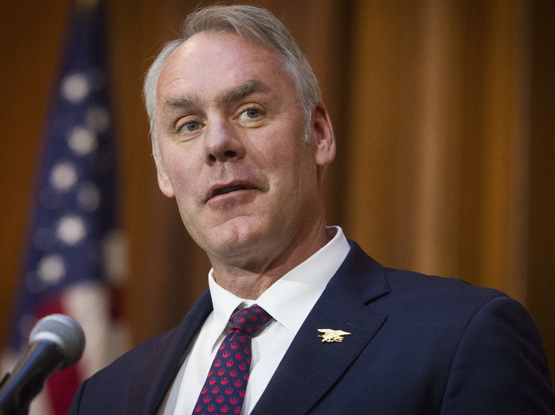 Former Interior Secretary Ryan Zinke left the Trump administration amid unresolved ethics investigations. His department has been inundated by Freedom of Information requests and is now proposing a new rule which critics charge could limit transparency. CREDIT: Cliff Owen/AP