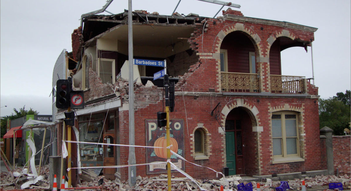 Brick or unreinforced concrete buildings could crumble in an earthquake, like this one in Christchurch, New Zealand, in 2011. CREDIT: SCHWEDE66 VIA WIKIMEDIA COMMONS - TINYURL.COM/YCFSUL7Z