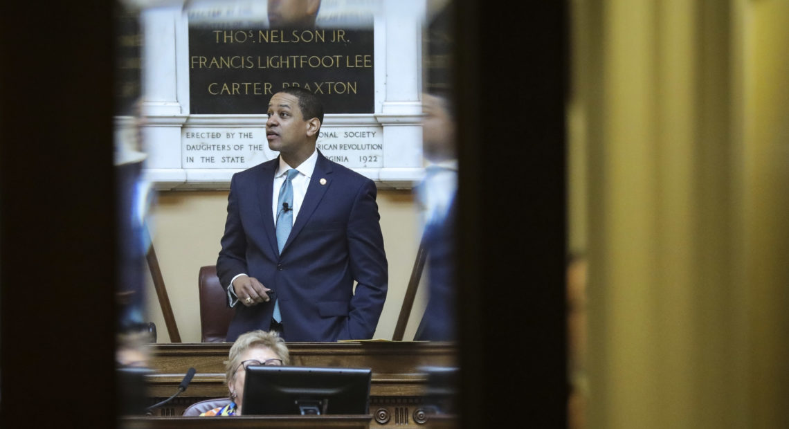 Virginia Lt. Gov. Justin Fairfax presides over the state Senate at the capitol on Thursday. One day later, a second woman came forward with sexual assault allegations against the embattled politician. Drew Angerer/Getty Images