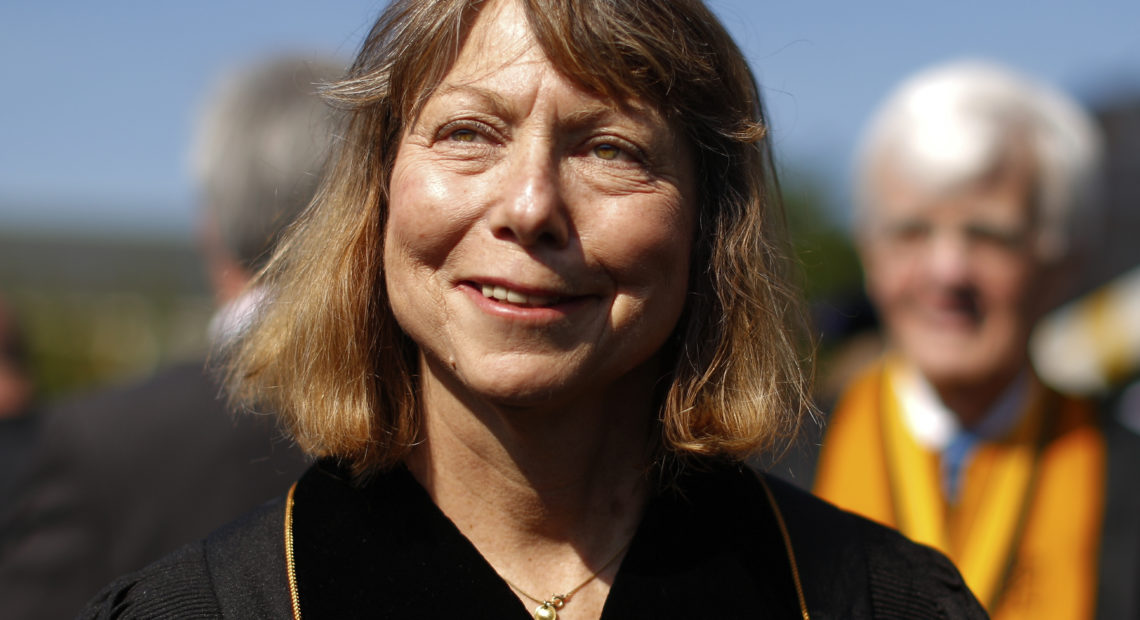 Jill Abramson, former executive editor at The New York Times walks in with faculty and staff during commencement ceremonies for Wake Forest University on May 19, 2014 in Winston Salem, North Carolina. Abramson delivered the commencement address at the university.