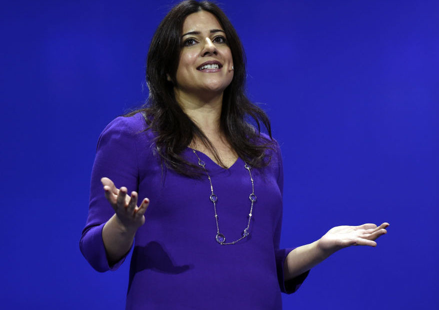 Reshma Saujani, founder and chief executive officer of Girls Who Code Inc., speaks during the International Business Machines Corp. (IBM) InterConnect 2017 conference in Las Vegas, Nevada, on March 21, 2017. IBM