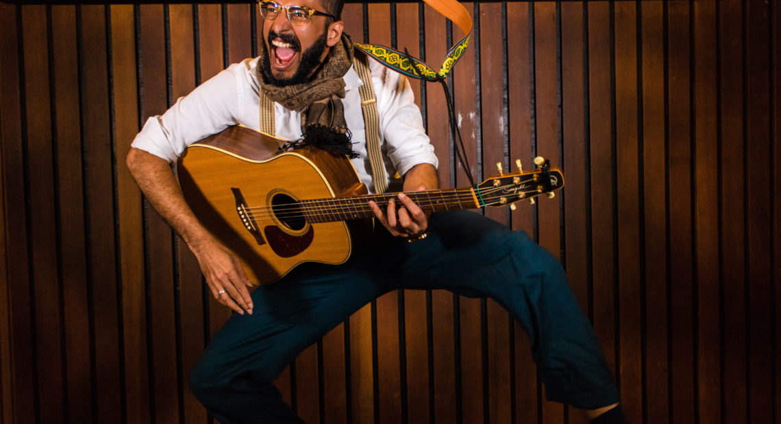 Thanks in part to his original songwriting, singing and guitar-playing, Physics doctoral student Pramodh Senarath Yapa beat out the remaining entrants to win this year's "Dance Your Ph.D." contest. Courtesy of Matthias Le Dall