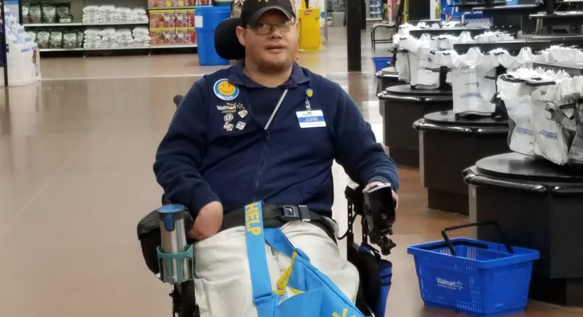 John Combs is a "people greeter" at a Walmart in Vancouver, Wash. But he has been told that come April 25, his job is going away. And he is not alone. Courtesy of Rachel Wasser