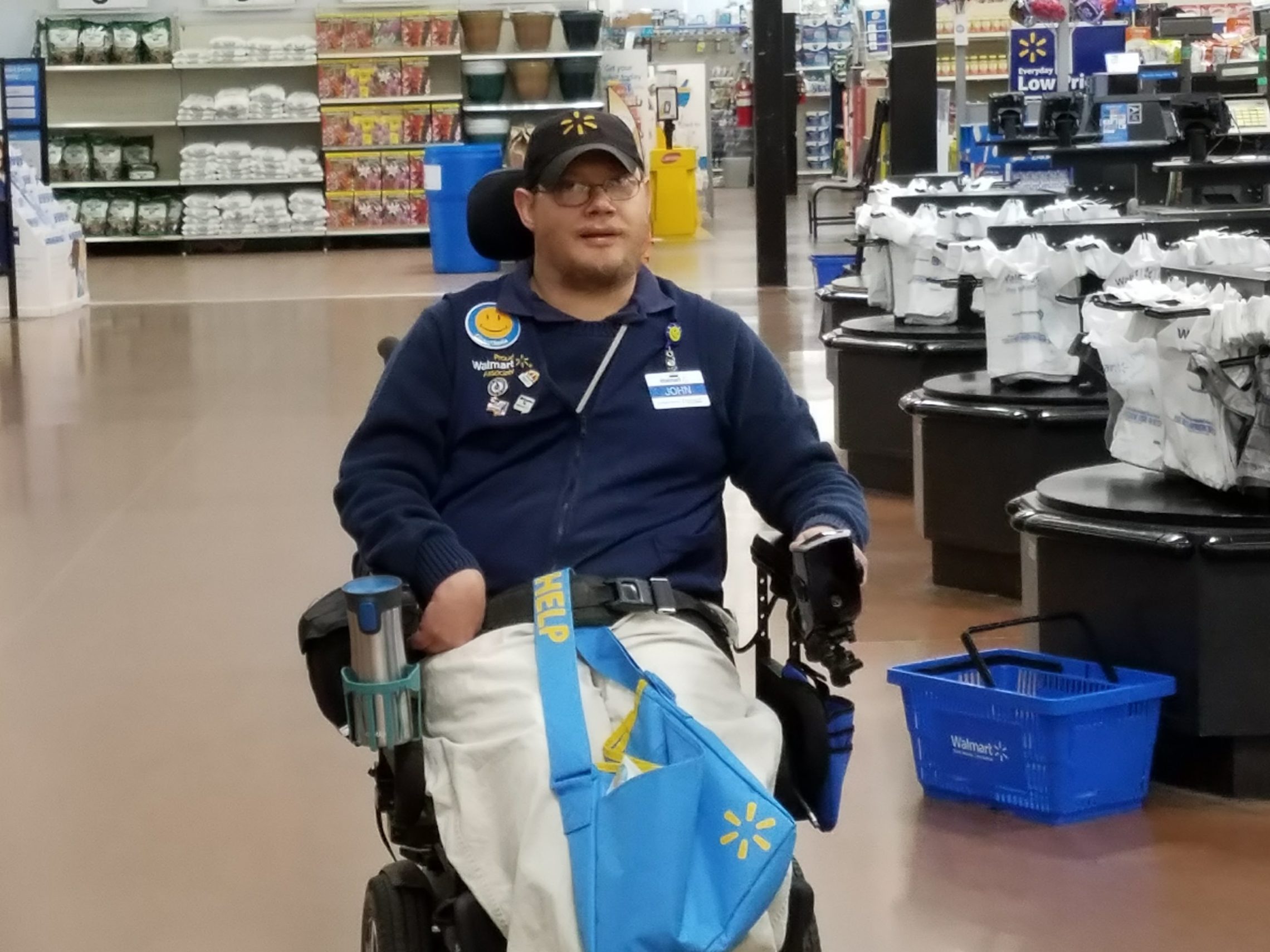 John Combs is a "people greeter" at a Walmart in Vancouver, Wash. But he has been told that come April 25, his job is going away. And he is not alone. Courtesy of Rachel Wasser