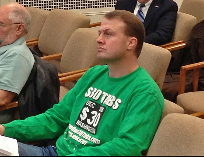 In this file photo, Tim Eyman sits in a legislative committee hearing. AUSTIN JENKINS / NORTHWEST NEWS NETWORK