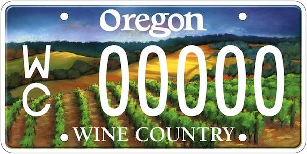 Washington state may soon offer a wine-themed license plate similar to the popular one Oregon issues. CREDIT: OREGON DMV