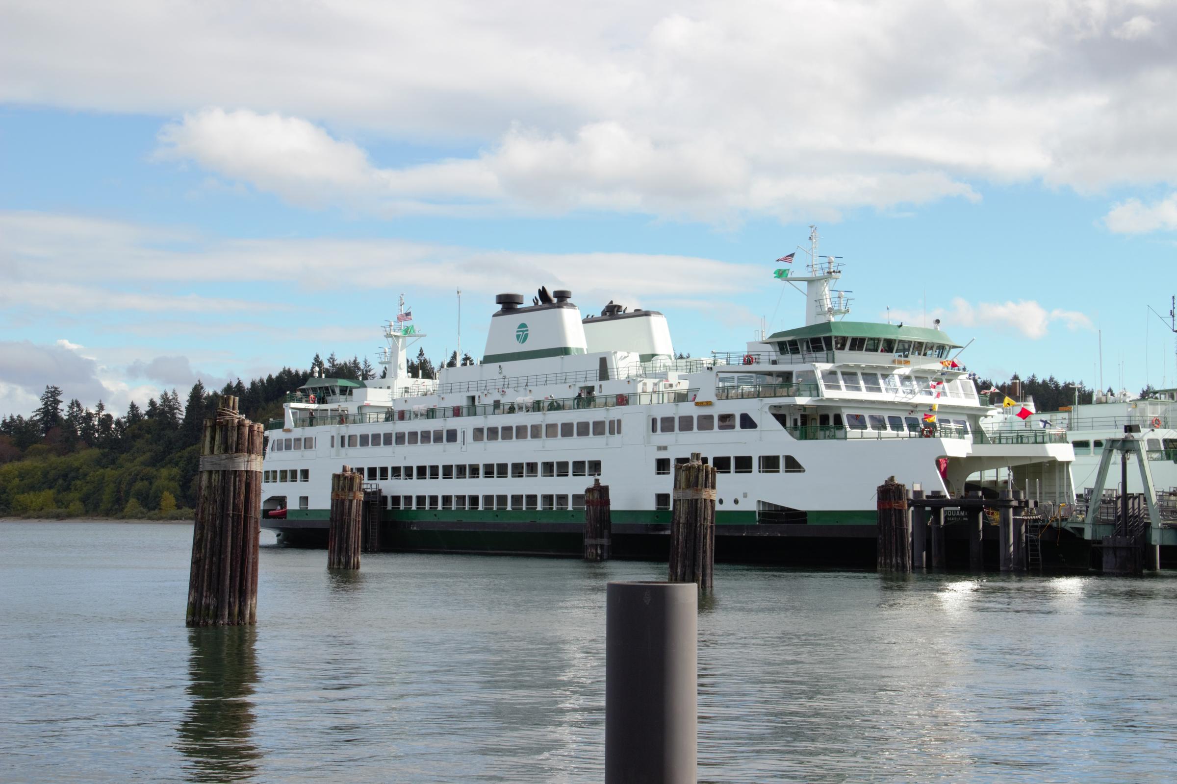 Two new proposed hybrid-electric state ferries will be the same size as the newest ferry in the WSF fleet, the 144-car Suquamish. CREDIT: WSDOT