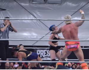 Wrestlers in a match. 