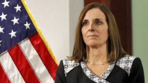 Sen. Martha McSally, R-Ariz., testified on Wednesday that she was raped while serving in the Air Force. Matt York/AP