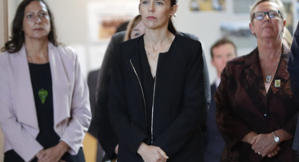 New Zealand's Prime Minister Jacinda Ardern visited Cashmere High School in Christchurch, which lost two current students to the shootings at two mosques last Friday that killed 50 people. CREDIT: Vincent Thian/AP
