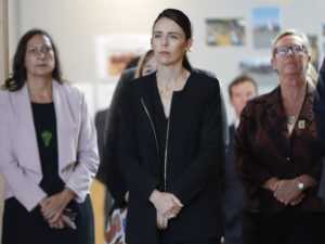 New Zealand's Prime Minister Jacinda Ardern visited Cashmere High School in Christchurch, which lost two current students to the shootings at two mosques last Friday that killed 50 people. CREDIT: Vincent Thian/AP