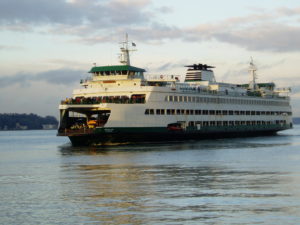 The diesel-powered jumbo ferry M/V Puyallup is in line for conversion to hybrid-electric propulsion. CREDIT: TOM BANSE/NW NEWS NETWORK