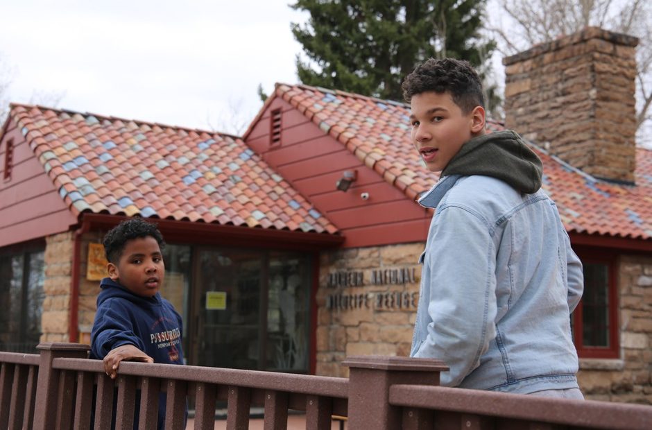 Jaylin Price, left, and Niyati Graf recently moved to Burns and visited the Malheur National Wildlife Refuge for the first time on April 16, 2019. Emily Cureton/OPB