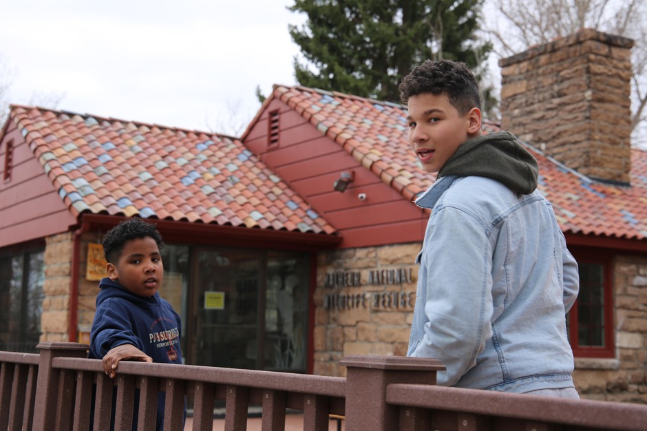 Jaylin Price, left, and Niyati Graf recently moved to Burns and visited the Malheur National Wildlife Refuge for the first time on April 16, 2019. Emily Cureton/OPB