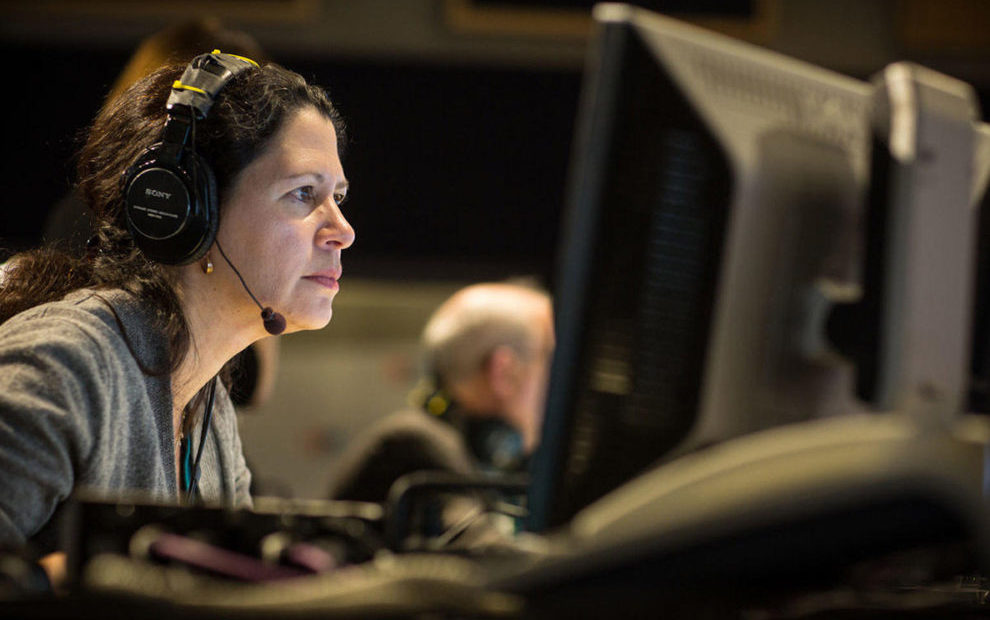 Melissa Block during live election night coverage. CREDIT: Stephen Voss/WBAA, courtesy of NPR.