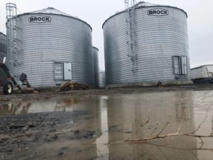 Grain silos outside of Connell, Wash. reflect in the mud puddles left by heavy spring rains. CREDIT: ANNA KING/N3
