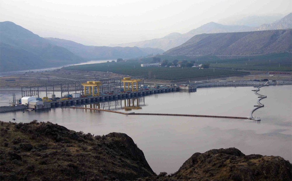 Wells Dam on the Columbia River of central Washington state. CREDIT: Douglas County PUD