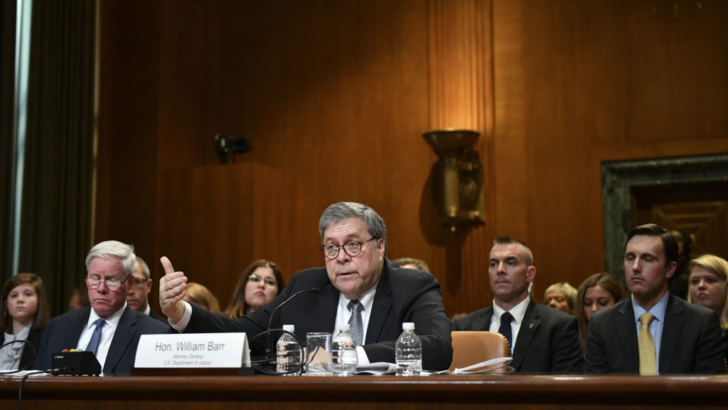 Attorney General William Barr testifies on Capitol Hill in Washington, D.C., on April 10, 2019. Mandel Ngan/AFP/Getty Images