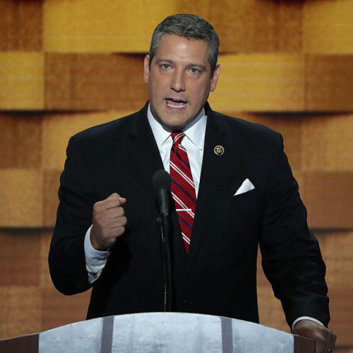 Rep. Tim Ryan, D-Ohio, delivers remarks on the fourth day of the Democratic National Convention in 2016. He is now launching his own campaign for president in 2020. CREDIT: Alex Wong/Getty Images