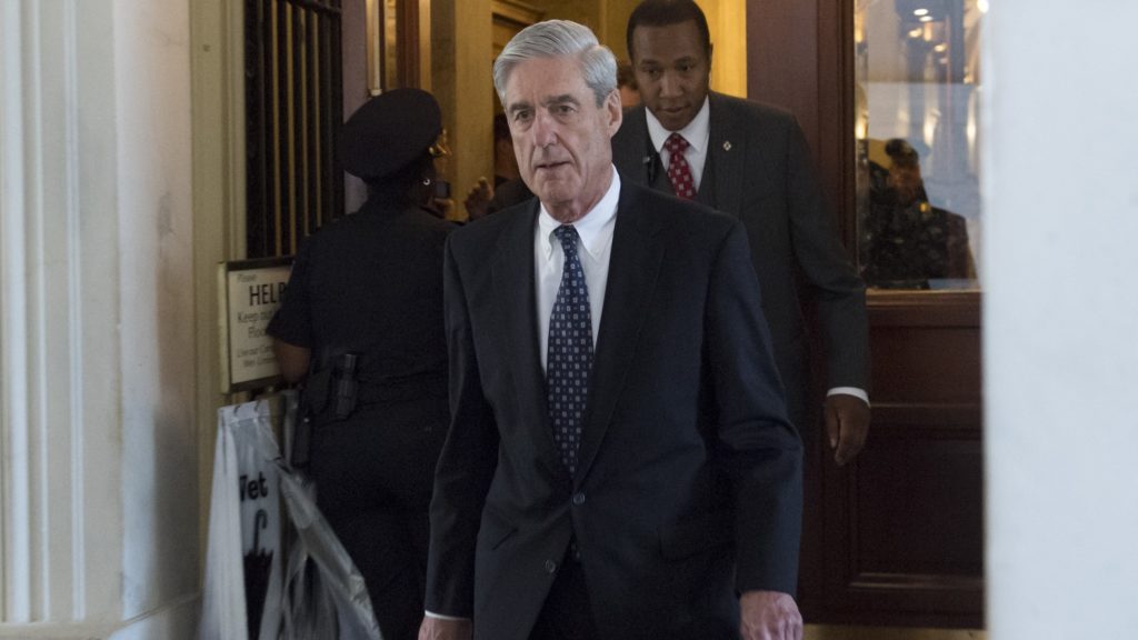 Special counsel Robert Mueller leaves following a meeting with members of the Senate Judiciary Committee at the Capitol in Washington, D.C., on June 21, 2017. CREDIT: Saul Loeb/AFP/Getty Images